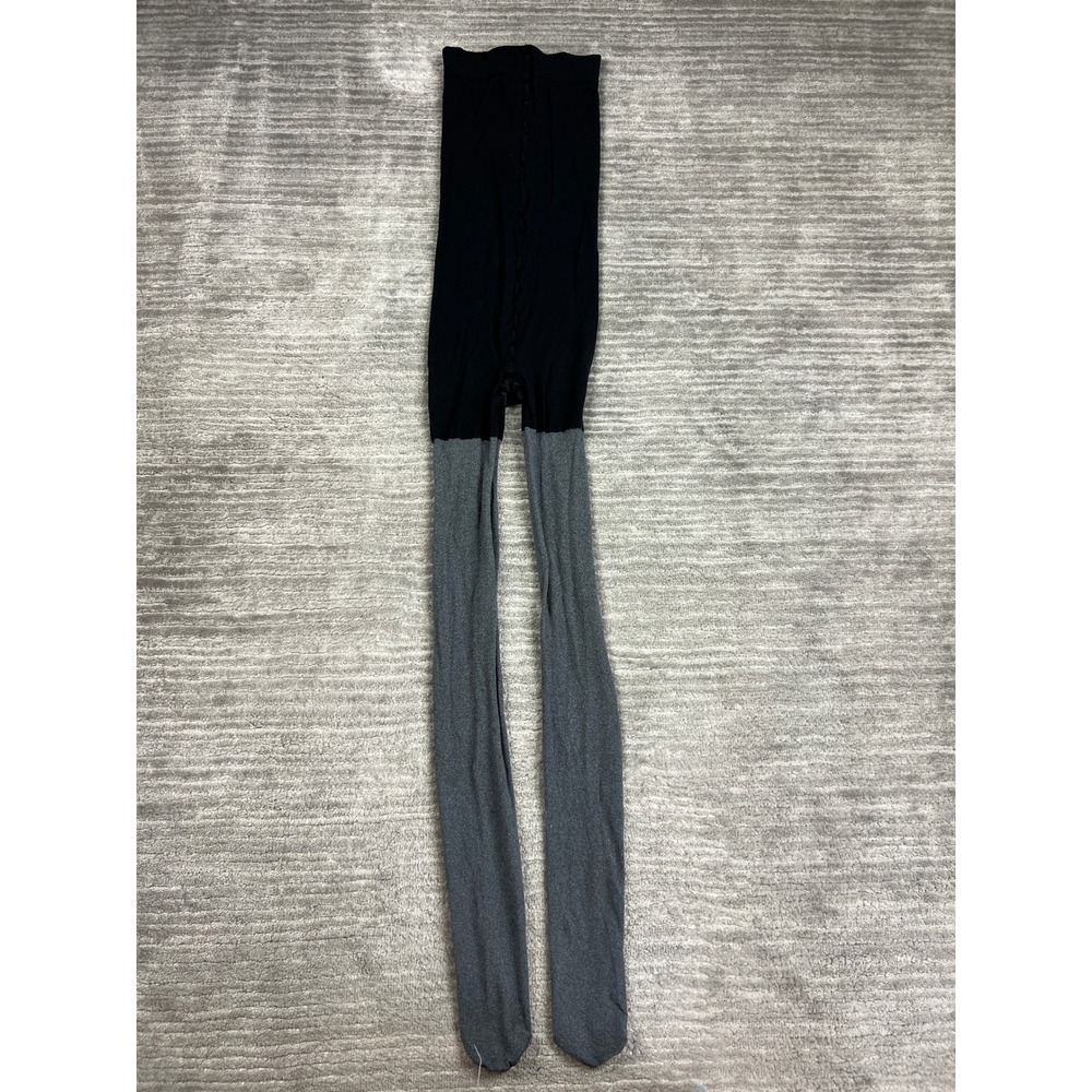Joyspun Tights Women XXL Black Grey Colorblock Hosiery Two Tone Stretch Full